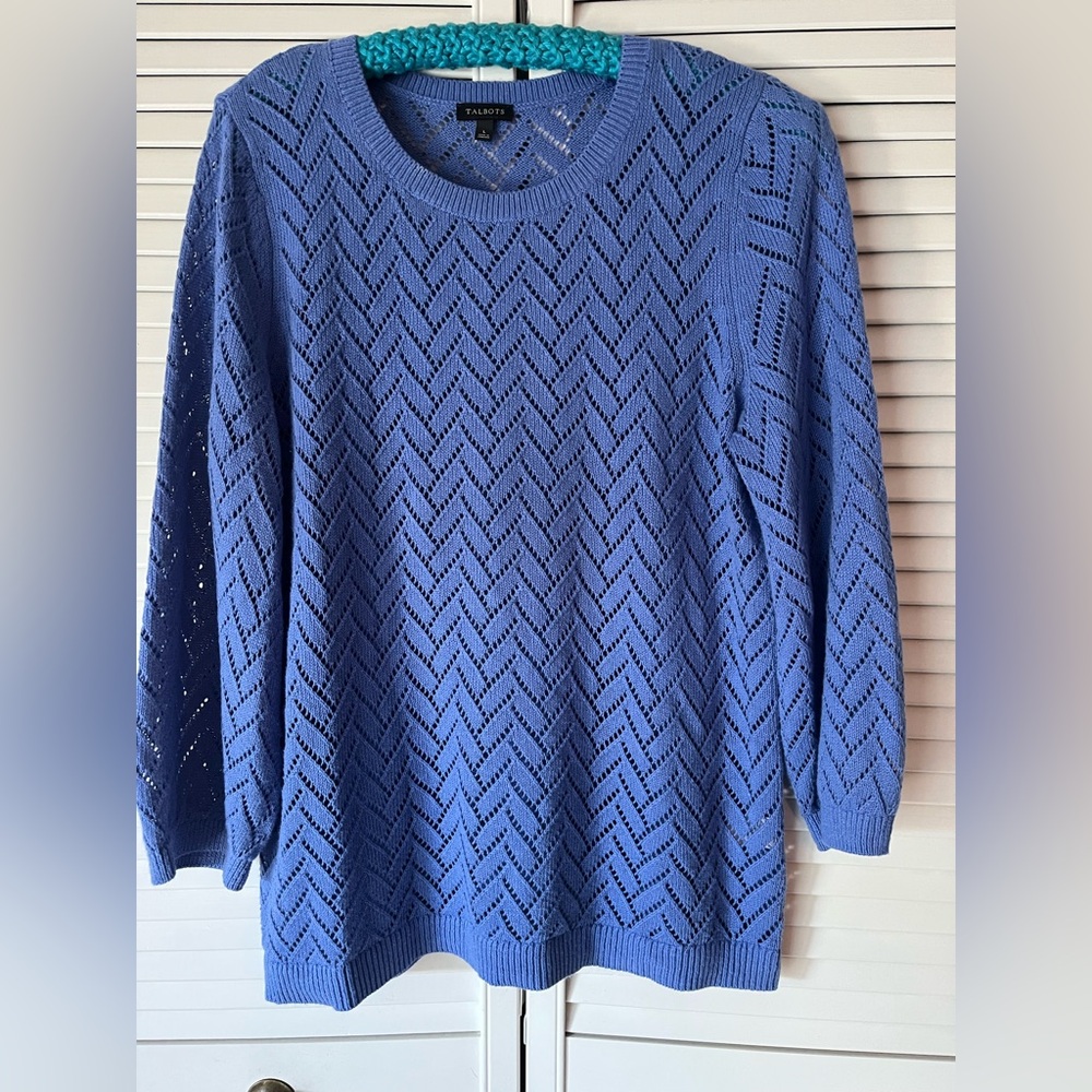 Talbots Blue Women's Open Stitch Sweater